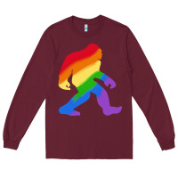 Burgundy bigfoot t  shirt rainbow bigfoot t  shirt Long Sleeve Tee - linhVisuals