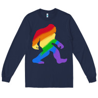 Navy bigfoot t  shirt rainbow bigfoot t  shirt Long Sleeve Tee - linhVisuals