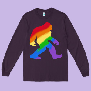 Bigfoot T  Shirt Rainbow Bigfoot T  Shirt Long Sleeve Tee Designed By Linhvisuals