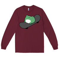 Burgundy skateboarding frog Long Sleeve Tee - linhVisuals