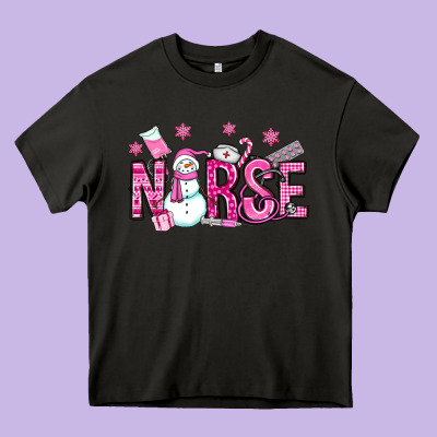 Nurse Pink Christmas Heavy Core Tee Designed By Oliviacreatesart