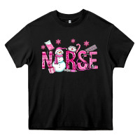 Black nurse pink christmas Heavy Core Tee - OliviaCreatesArt