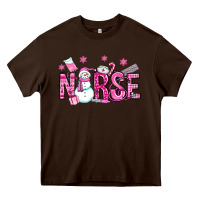 Chocolate Brown nurse pink christmas Heavy Core Tee - OliviaCreatesArt