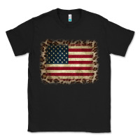 Black America Flag and Leopard Classic Tee - CowCowDesign