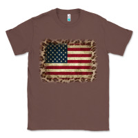 Chestnut America Flag and Leopard Classic Tee - CowCowDesign
