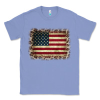 Colony Blue America Flag and Leopard Classic Tee - CowCowDesign