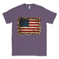 Lavender America Flag and Leopard Classic Tee - CowCowDesign