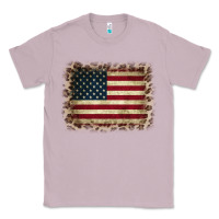 Lilac America Flag and Leopard Classic Tee - CowCowDesign