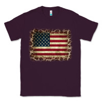 Plum America Flag and Leopard Classic Tee - CowCowDesign