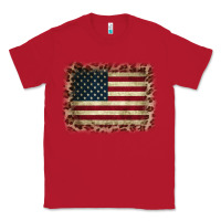 Red America Flag and Leopard Classic Tee - CowCowDesign