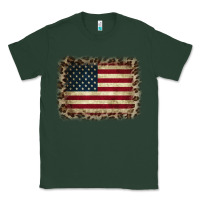 Sports Green America Flag and Leopard Classic Tee - CowCowDesign