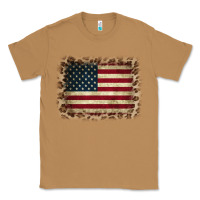 Toasted Coconut America Flag and Leopard Classic Tee - CowCowDesign