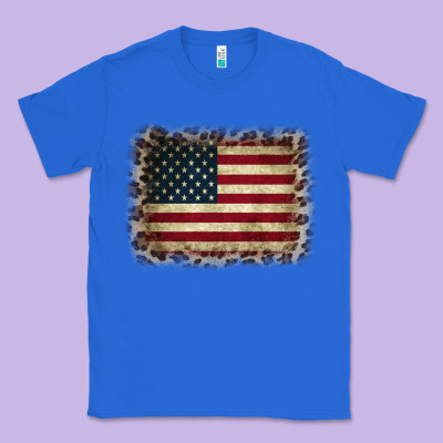 America Flag And Leopard Classic Tee Designed By Cowcowdesign