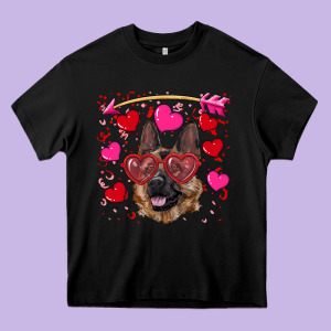 Valentine's German Shepherd Heavy Core Tee Designed By Ranaportraitstore