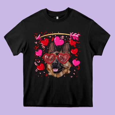 Valentine's German Shepherd Heavy Core Tee Designed By Ranaportraitstore