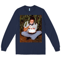 Navy johnny cash eating cake in a bush Long Sleeve Tee - linhVisuals