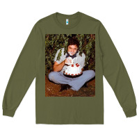 Army Green johnny cash eating cake in a bush Long Sleeve Tee - linhVisuals