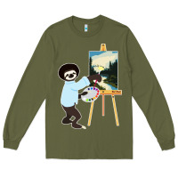 Army Green bob sloth Long Sleeve Tee - linhVisuals