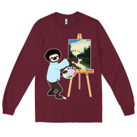 Burgundy bob sloth Long Sleeve Tee - linhVisuals