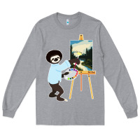 Heather Grey bob sloth Long Sleeve Tee - linhVisuals