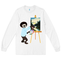 White bob sloth Long Sleeve Tee - linhVisuals