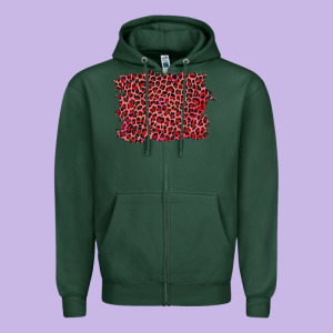 Pink Leopard Background Zipper Hoodie Designed By Ranaportraitstore