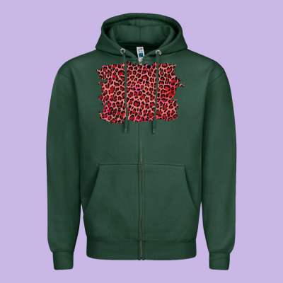 Pink Leopard Background Zipper Hoodie Designed By Ranaportraitstore