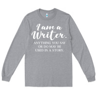 Heather Grey i am a writer Long Sleeve Tee - linhVisuals