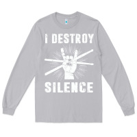 Moon Dust i destroy silence drum set drummer gift Long Sleeve Tee - linhVisuals
