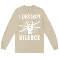 Mushroom i destroy silence drum set drummer gift Long Sleeve Tee - linhVisuals