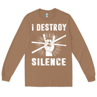Toasted Coconut i destroy silence drum set drummer gift Long Sleeve Tee - linhVisuals