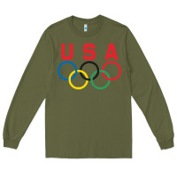 Army Green OLYMPIC RINGS Long Sleeve Tee - linhVisuals