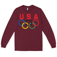 Burgundy OLYMPIC RINGS Long Sleeve Tee - linhVisuals