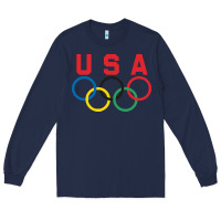 Navy OLYMPIC RINGS Long Sleeve Tee - linhVisuals