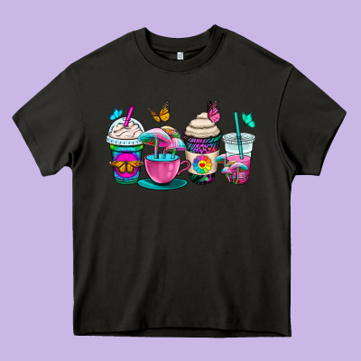 Tie Dye Coffee Cups Heavy Core Tee Designed By Oliviacreatesart