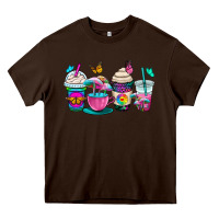 Chocolate Brown tie dye coffee cups Heavy Core Tee - OliviaCreatesArt