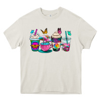Cream tie dye coffee cups Heavy Core Tee - OliviaCreatesArt