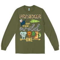 Army Green grandma of the wild one zoo mother birthday safari jungle long sleeve Long Sleeve Tee - linhVisuals