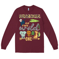 Burgundy grandma of the wild one zoo mother birthday safari jungle long sleeve Long Sleeve Tee - linhVisuals