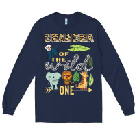 Navy grandma of the wild one zoo mother birthday safari jungle long sleeve Long Sleeve Tee - linhVisuals