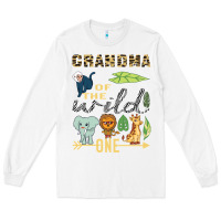White grandma of the wild one zoo mother birthday safari jungle long sleeve Long Sleeve Tee - linhVisuals
