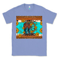 Colony Blue cowboy boots and sunflowers turquoise leopard background Classic Tee - Artiststas