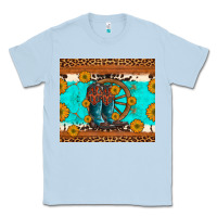 Cowboy Boots And Sunflowers Turquoise Leopard Background Classic Tee | Teevron