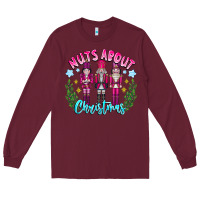 Burgundy Nuts About Christmas Long Sleeve Tee - CowhideDigitalArt