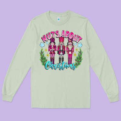 Nuts About Christmas Long Sleeve Tee Designed By Cowhidedigitalart