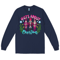 Navy Nuts About Christmas Long Sleeve Tee - CowhideDigitalArt