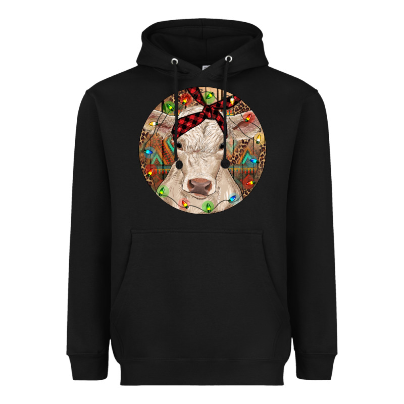 Christmas Charolais Calf Baby Cow Heavyweight Hoodie by RanaPortraitStore | Teevron