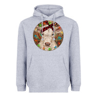 Heather Grey Christmas Charolais Calf Baby Cow Heavyweight Hoodie - RanaPortraitStore
