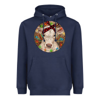 Navy Christmas Charolais Calf Baby Cow Heavyweight Hoodie - RanaPortraitStore
