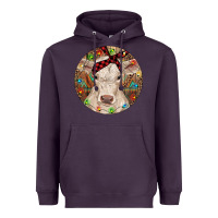 Plum Christmas Charolais Calf Baby Cow Heavyweight Hoodie - RanaPortraitStore